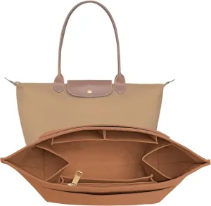 Upgraded Flet Organizer Insert for Longchamp Le Pliage M Handbag Insert (EarthColor, Medium)
