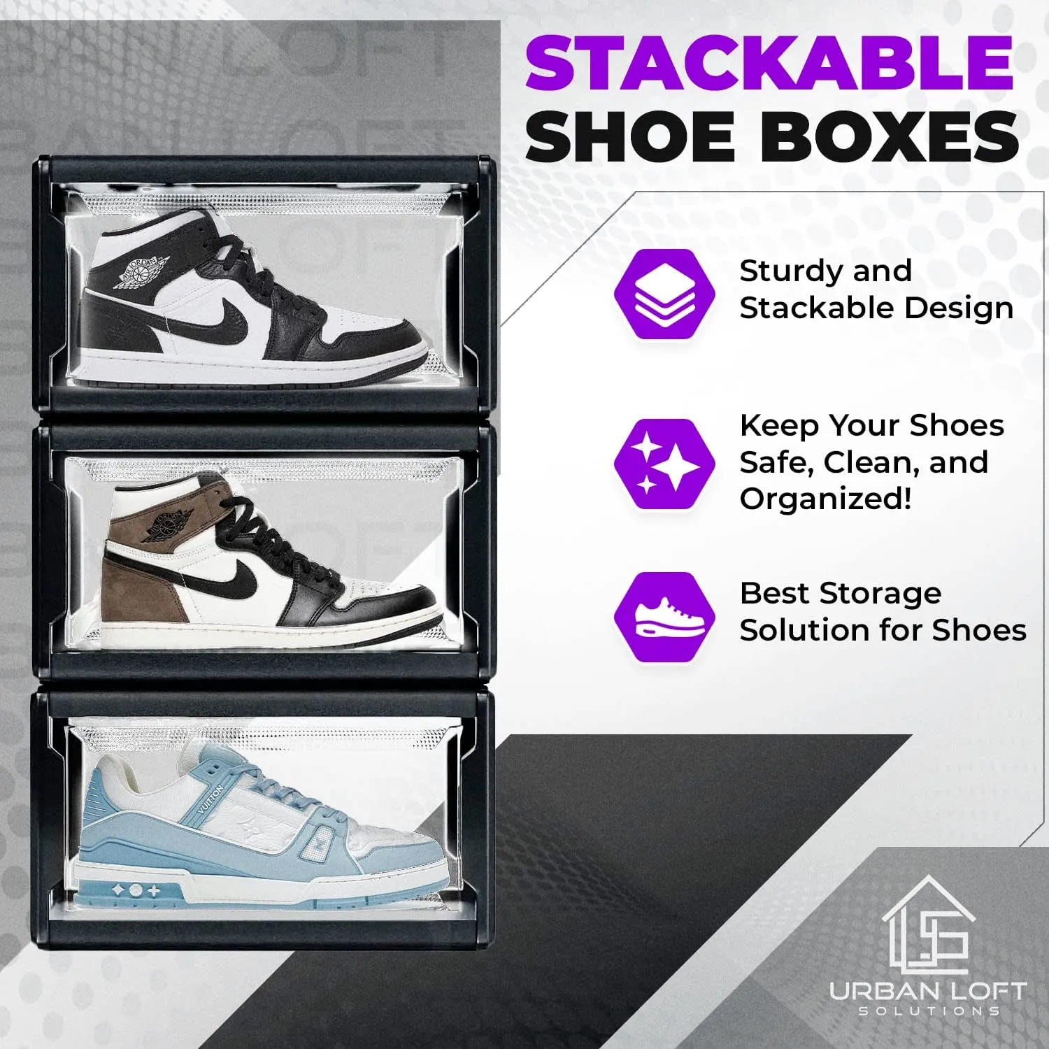 Urban Display Shoe Case Sneaker Lid Organizer for Loft with Drop of Group discount Clear Storage Shoe Large 3| Box Shoe Closet-Pack Premium Black Case, Boxes Shoe for Sneaker Acrylic Quick turnaround Stackable,Clear Sneakerheads |
