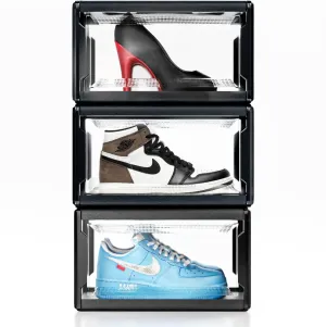 Urban Display Shoe Case Sneaker Lid Organizer for Loft with Drop of Group discount Clear Storage Shoe Large 3| Box Shoe Closet-Pack Premium Black Case, Boxes Shoe for Sneaker Acrylic Quick turnaround Stackable,Clear Sneakerheads |
