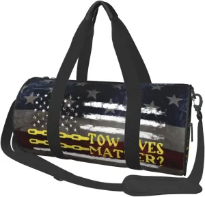 Usa Thin Yellow Line Flag Tow Truck Driver Duffel Bag Gym Bag Travel Sports Tote Large Foldable Beach Swim Yoga4