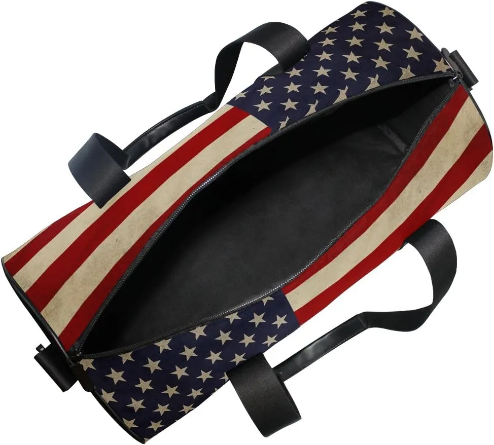 Use4 Vintage American USA Flag Travel Duffel Bag Sport Gym Luggage Bag for Men Women