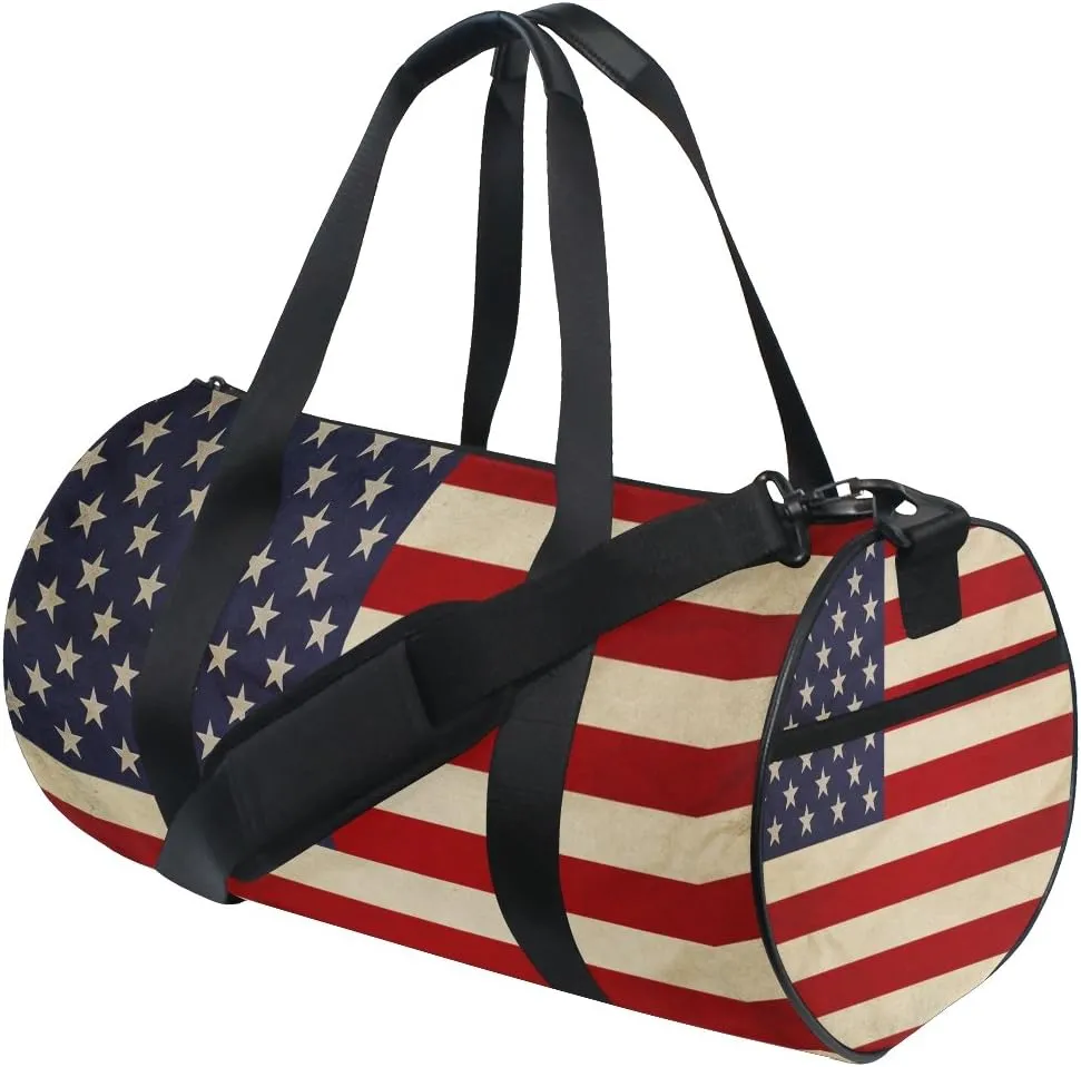 Use4 Vintage American USA Flag Travel Duffel Bag Sport Gym Luggage Bag for Men Women