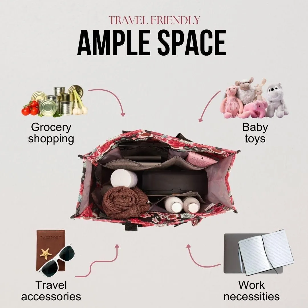 Utility Tote Bag with Zipper Top - Large Multipurpose Tote Organizer Bag