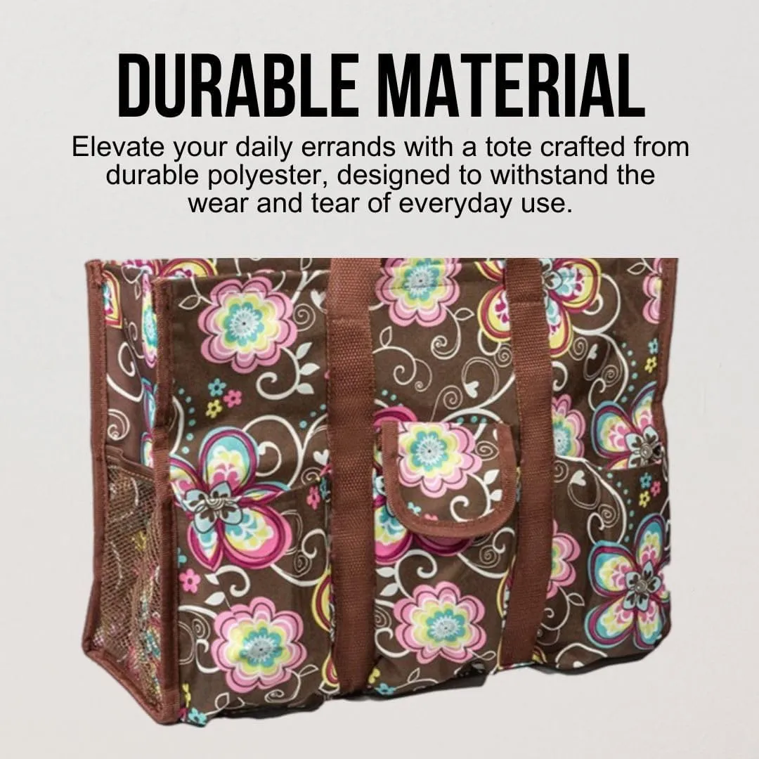 Utility Tote Bag with Zipper Top - Large Multipurpose Tote Organizer Bag