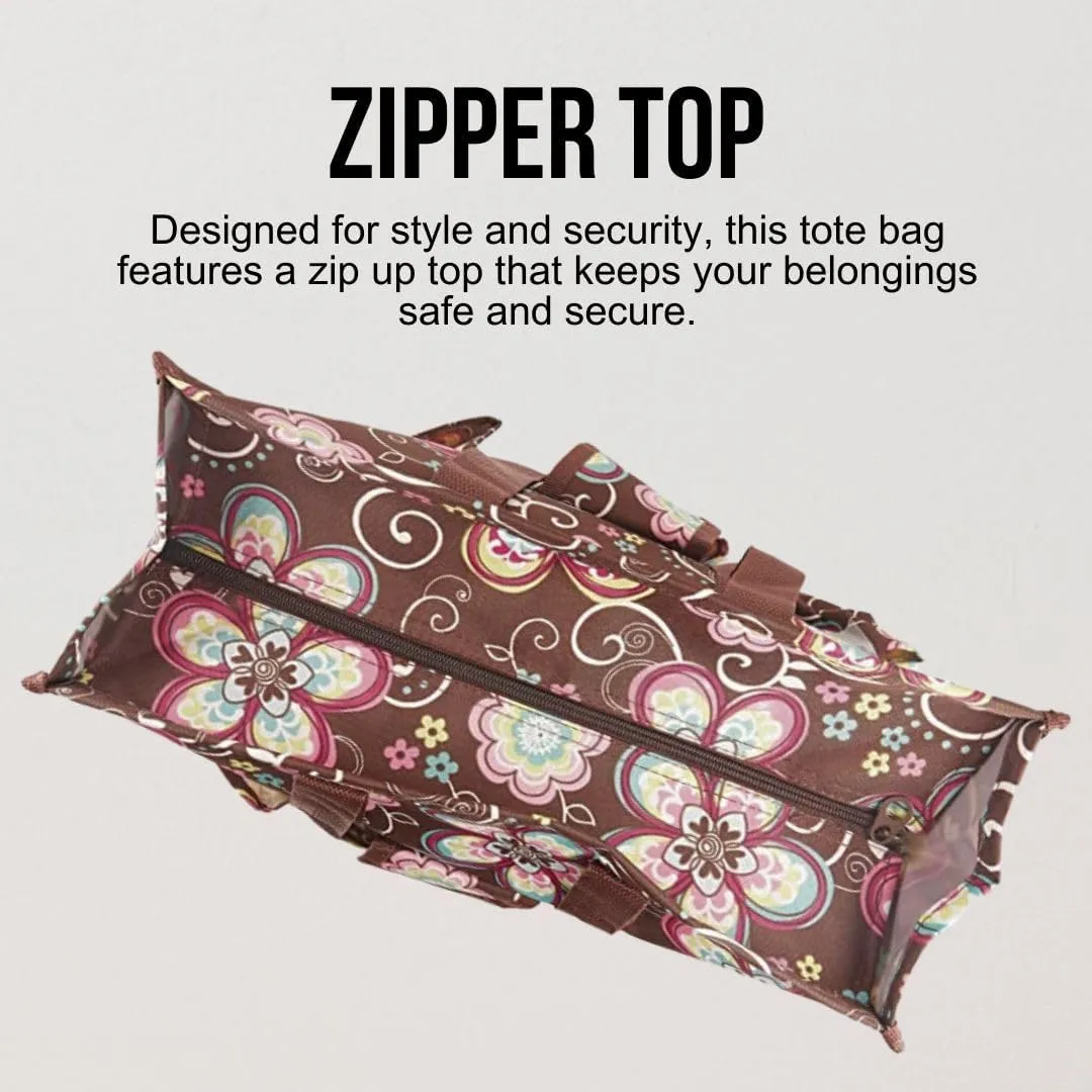 Utility Tote Bag with Zipper Top - Large Multipurpose Tote Organizer Bag