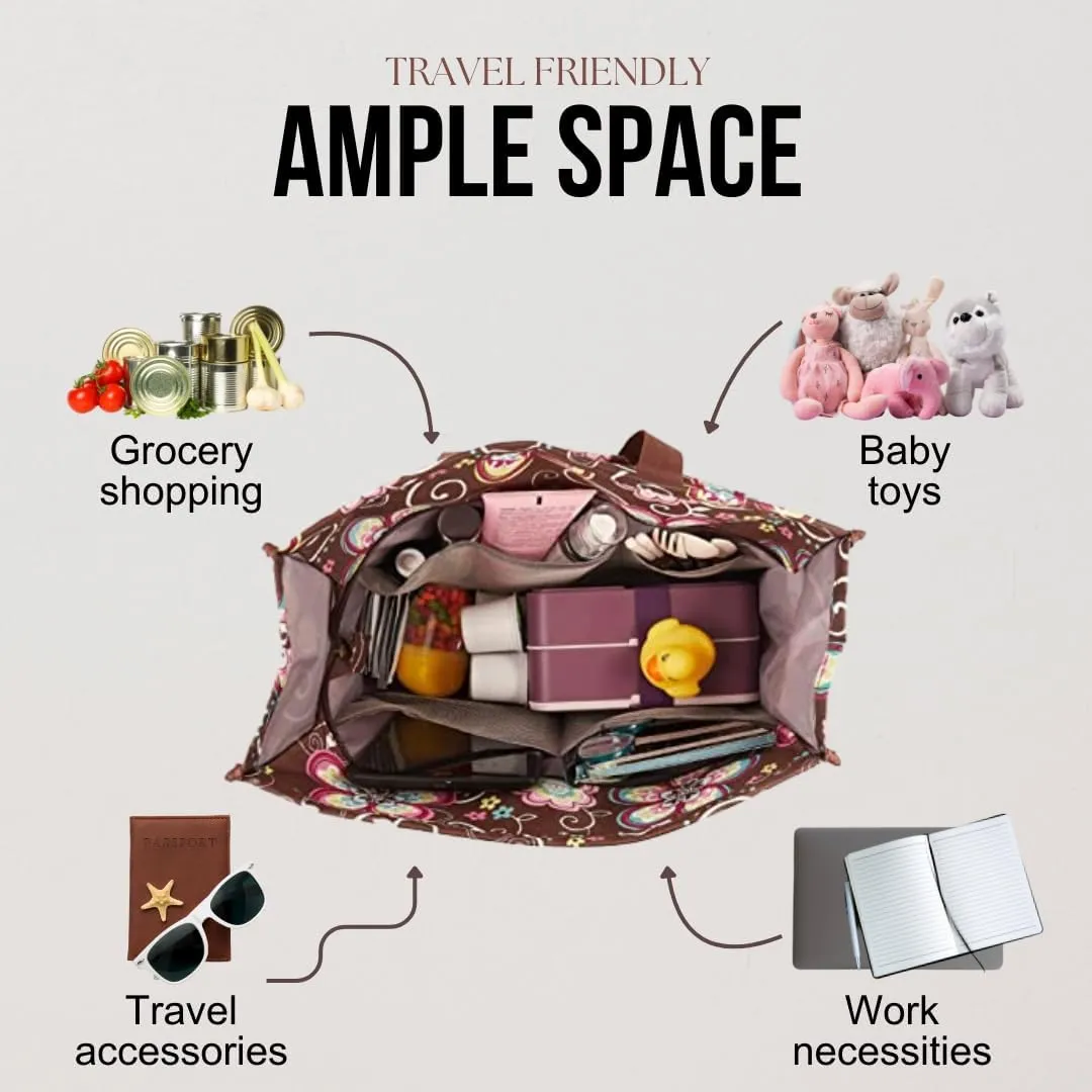Utility Tote Bag with Zipper Top - Large Multipurpose Tote Organizer Bag