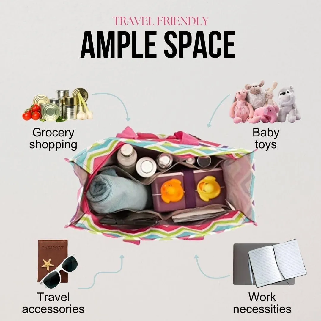 Utility Tote Bag with Zipper Top - Large Multipurpose Tote Organizer Bag