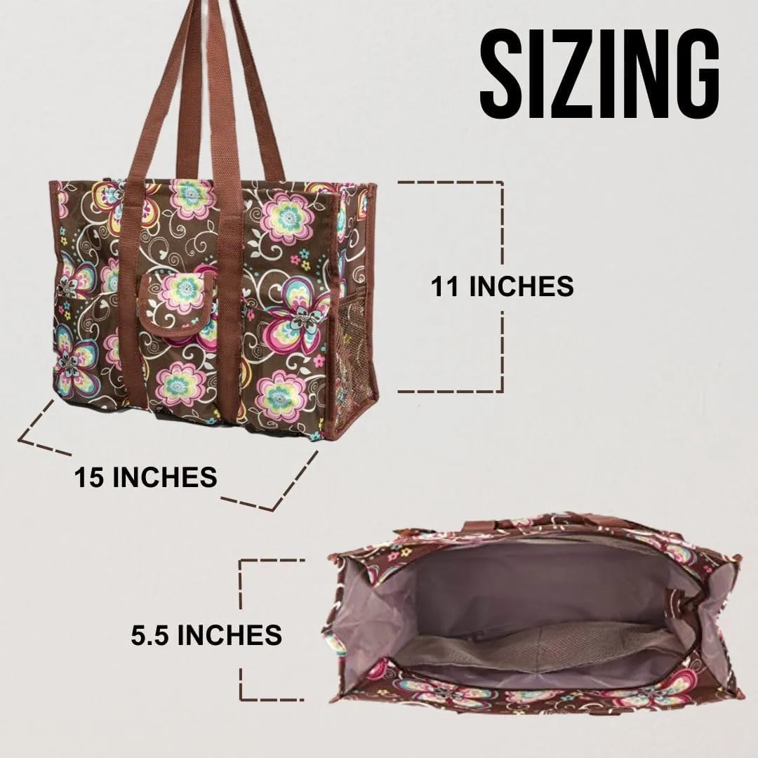 Utility Tote Bag with Zipper Top - Large Multipurpose Tote Organizer Bag