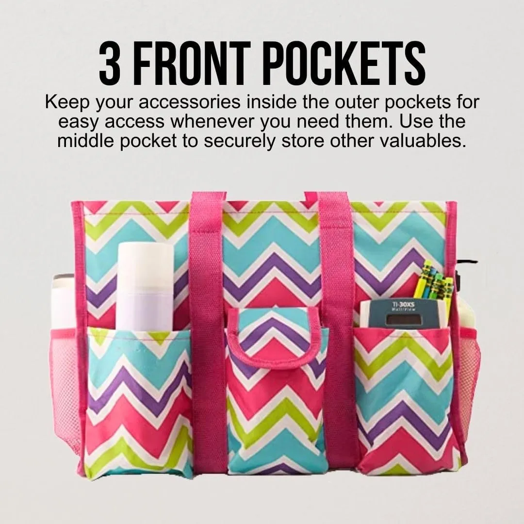 Utility Tote Bag with Zipper Top - Large Multipurpose Tote Organizer Bag