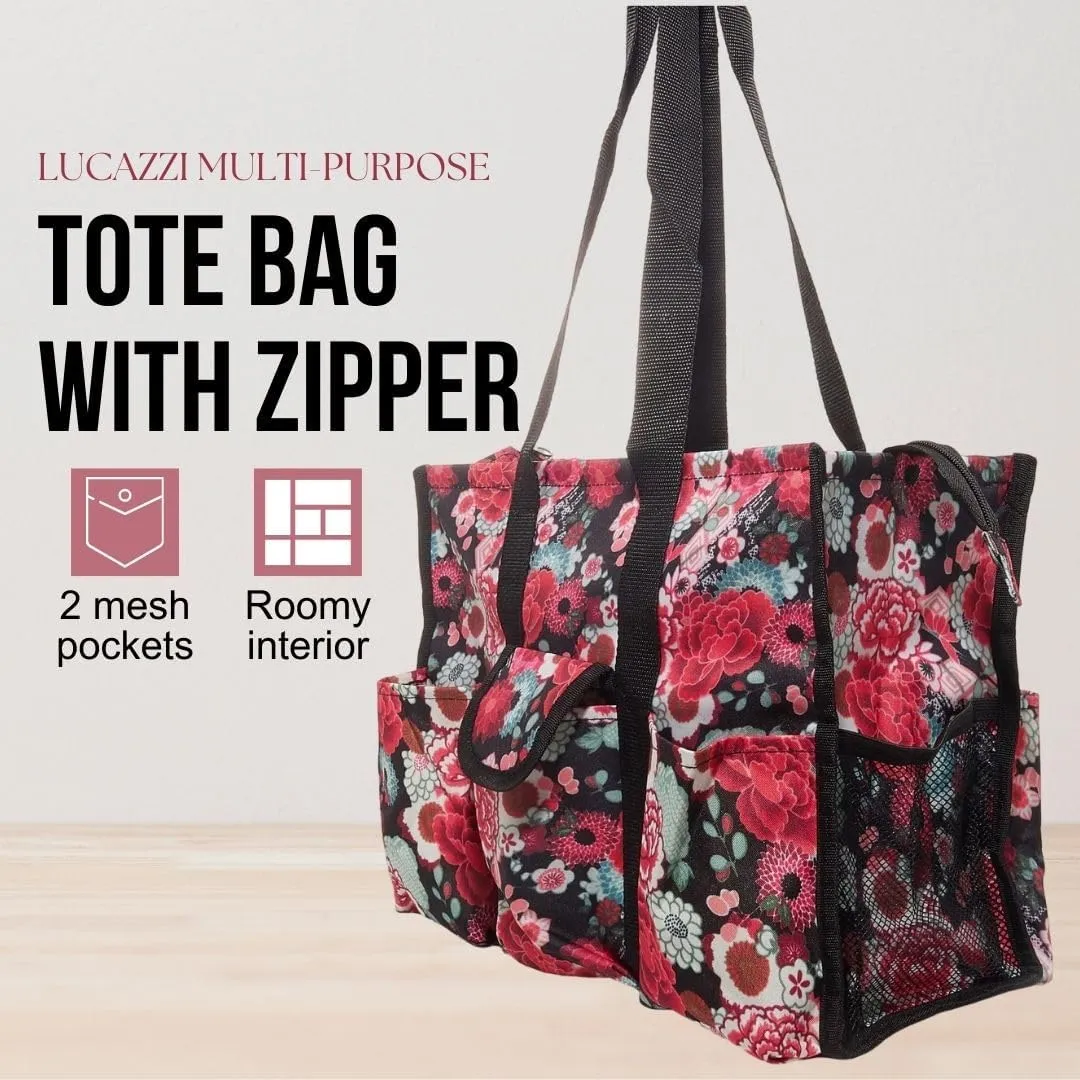 Utility Tote Bag with Zipper Top - Large Multipurpose Tote Organizer Bag