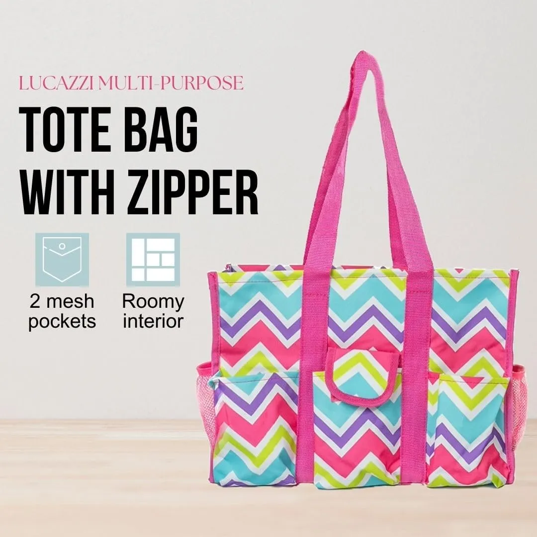 Utility Tote Bag with Zipper Top - Large Multipurpose Tote Organizer Bag