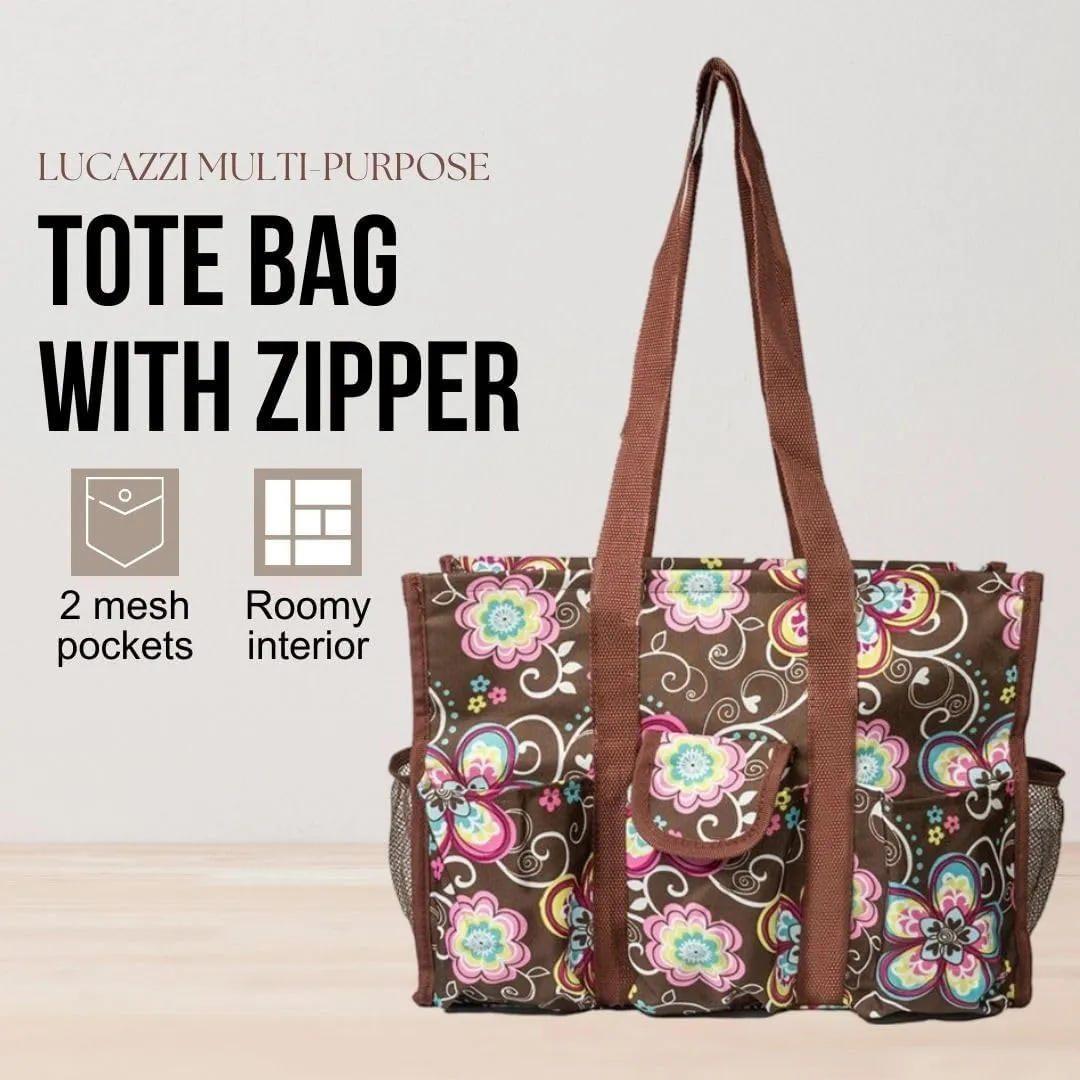 Utility Tote Bag with Zipper Top - Large Multipurpose Tote Organizer Bag