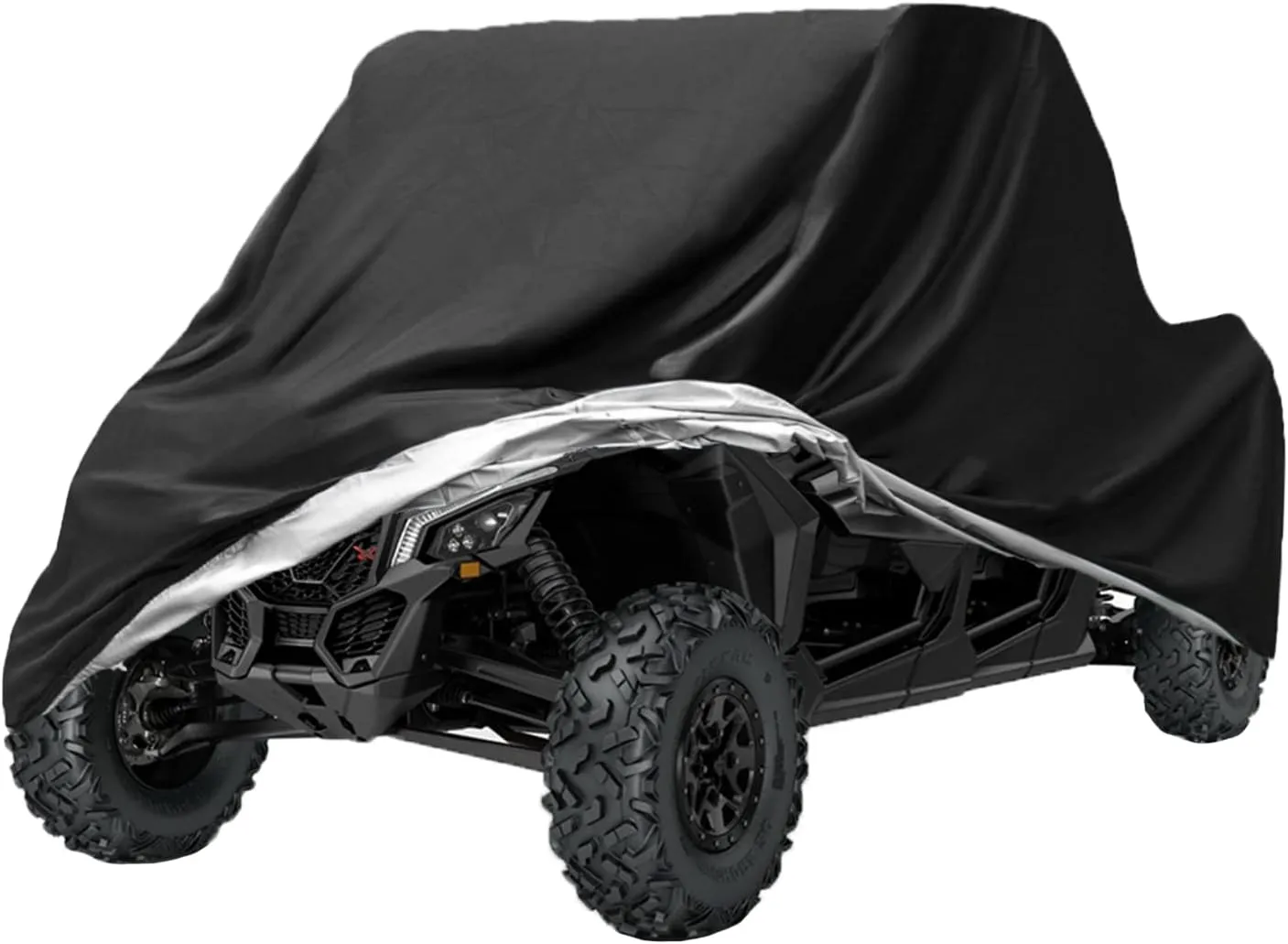 UTV Cover, 420D Waterproof Heavy Duty Rip-Stop Oxford Material for Polaris Suzuki Kawasaki Can Am Maverick Arctic Cat Textron 4-6 Passenger XXL-159 L x 66" W x 76" H