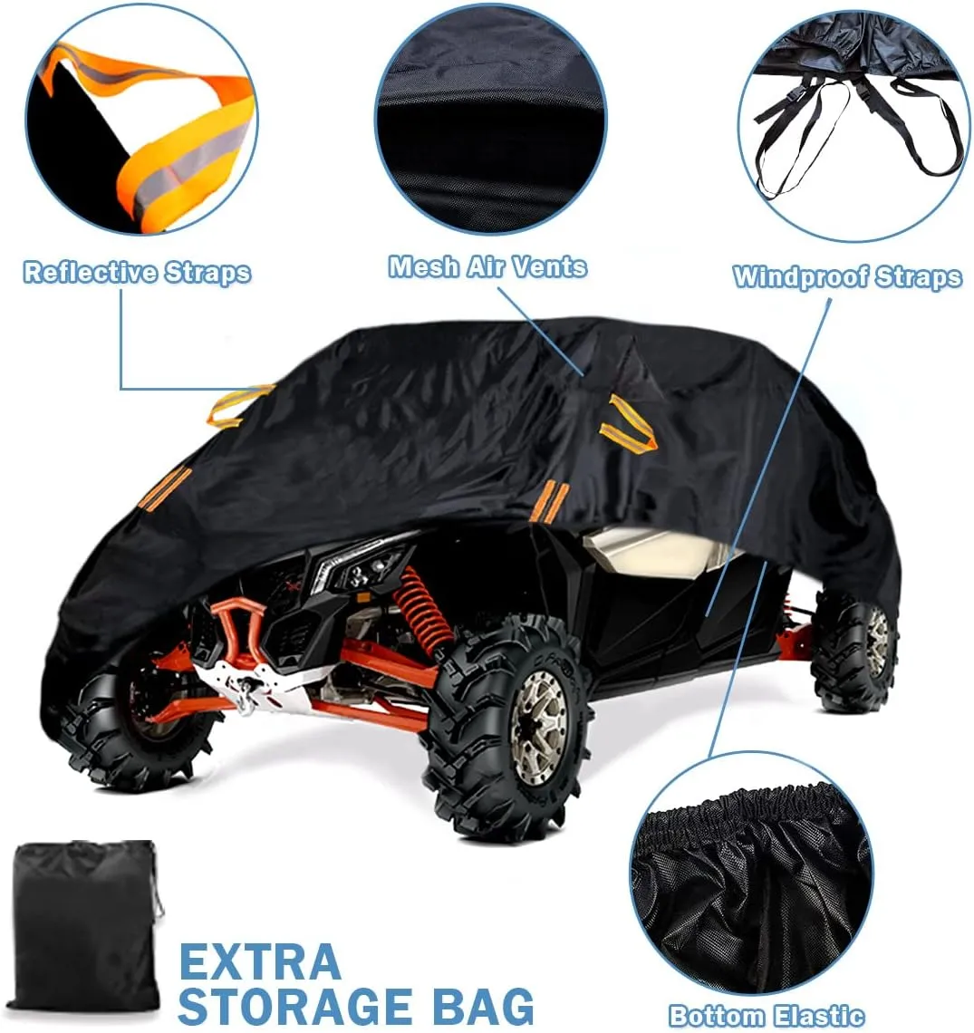 UTV Cover Waterproof Heavy Duty, All-Weather Protection Black Oxford Cloth Protection UTV Covers for RZR PRO XP 4 Can-Am Maverick Defender Arctic Cat Textron Side by Side Covers，4-6 Seater