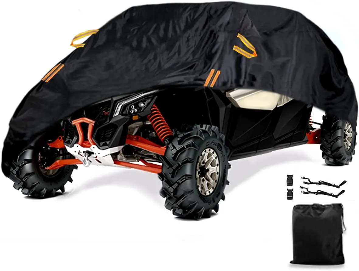 UTV Cover Waterproof Heavy Duty, All-Weather Protection Black Oxford Cloth Protection UTV Covers for RZR PRO XP 4 Can-Am Maverick Defender Arctic Cat Textron Side by Side Covers，4-6 Seater