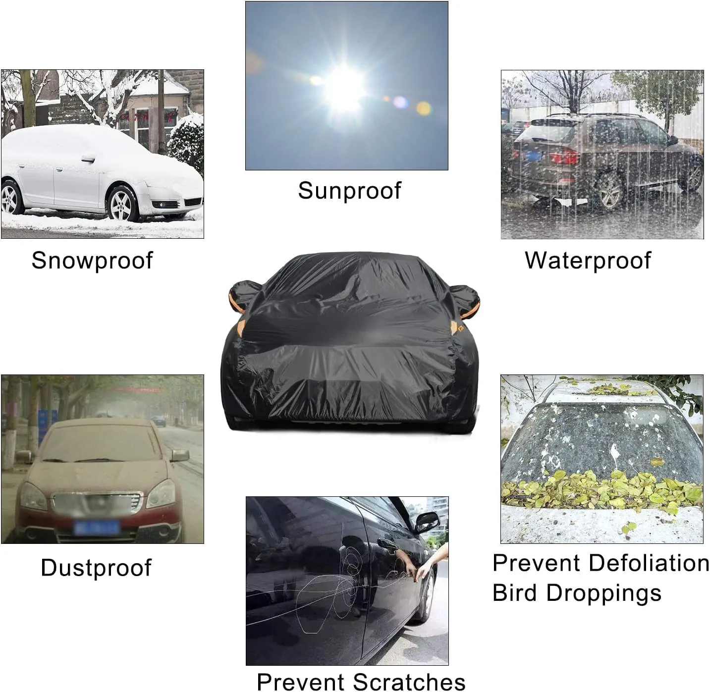 UV Protection Car Cover Windproof Dustproof Scratch Resistant Outdoor Universal Full Car Covers for Hatchback 2S