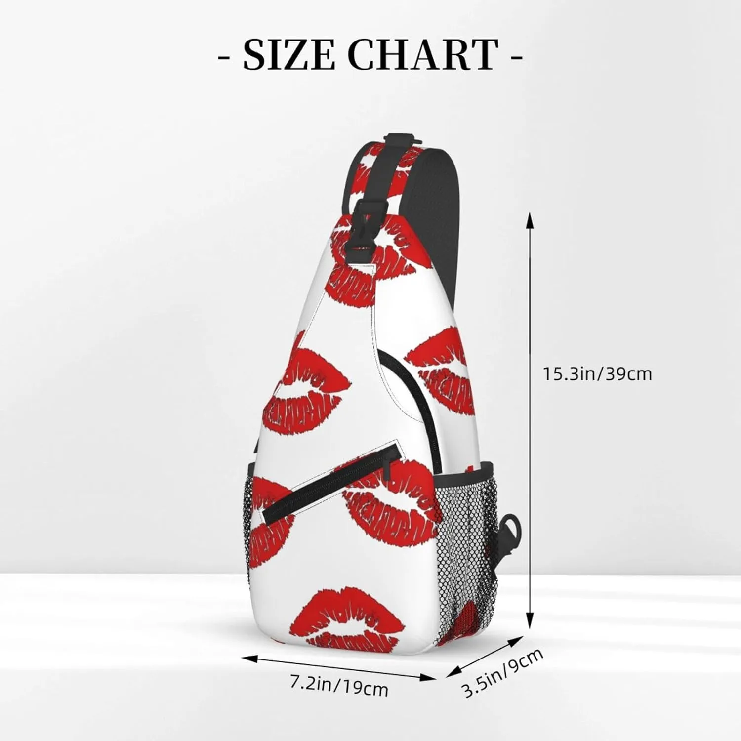 Valentine Kiss Hot Red Nice Lips Chest Sling Bag Crossbody Shoulder Backpack Bag Gym Cycling Daypack Travel Hiking Cross Bag