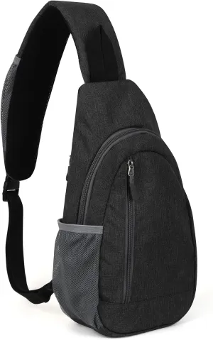 Valleycomfy Crossbody Sling Backpack Cross Body Shoulder Travel Bag Hiking Daypack Black