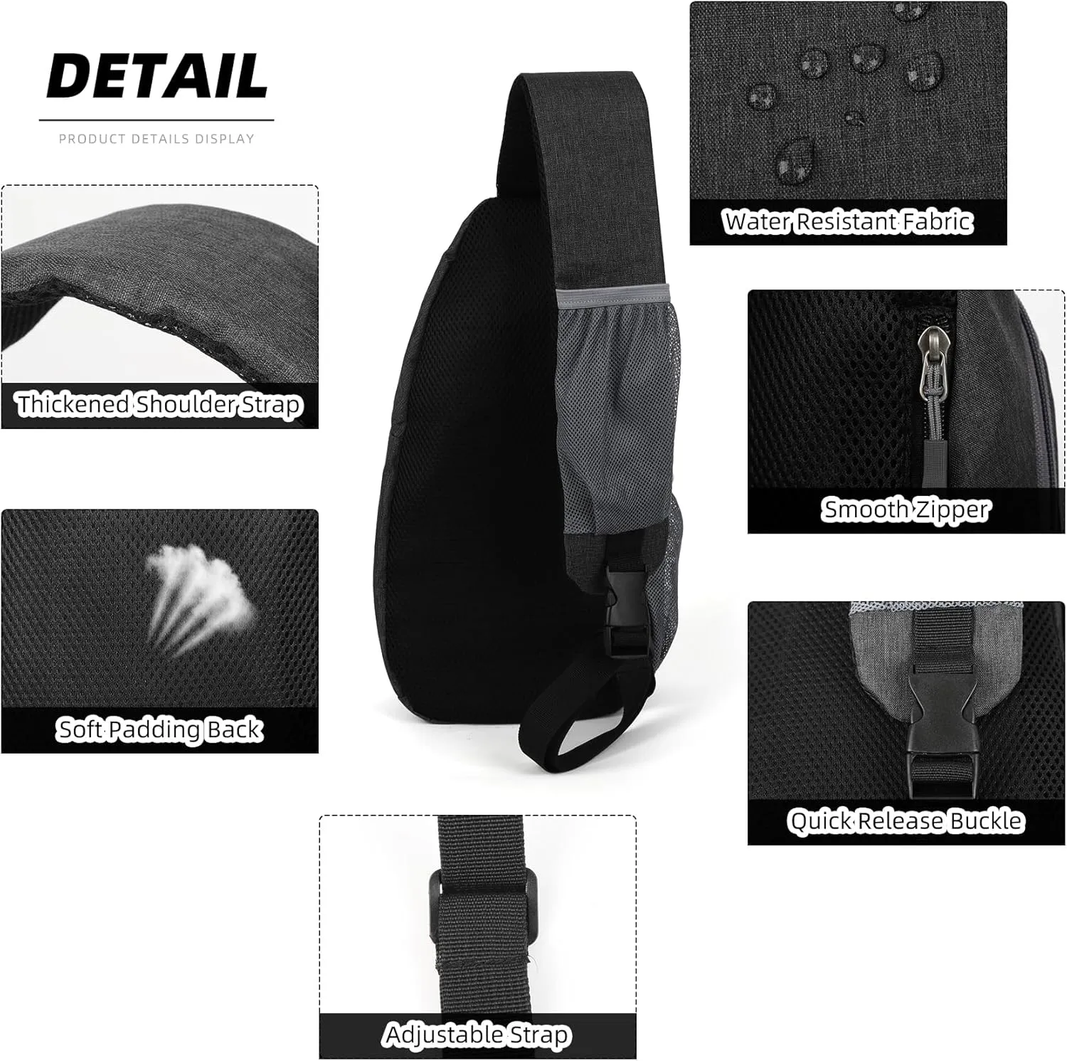 Valleycomfy Crossbody Sling Backpack Cross Body Shoulder Travel Bag Hiking Daypack Black