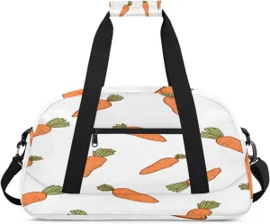 Vegetable Carrot Gym Duffel Bag for Men Women Carrot Pattern Sports Tote Bag with Adjustable Shoulder Strap for Dance Gymnastics Traveling Outdoor Camping Overnight Stay