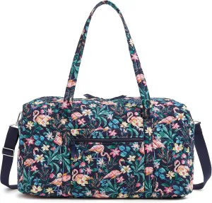 Vera Bradley Cotton Large Travel Duffle Bag, Flamingo Garden
