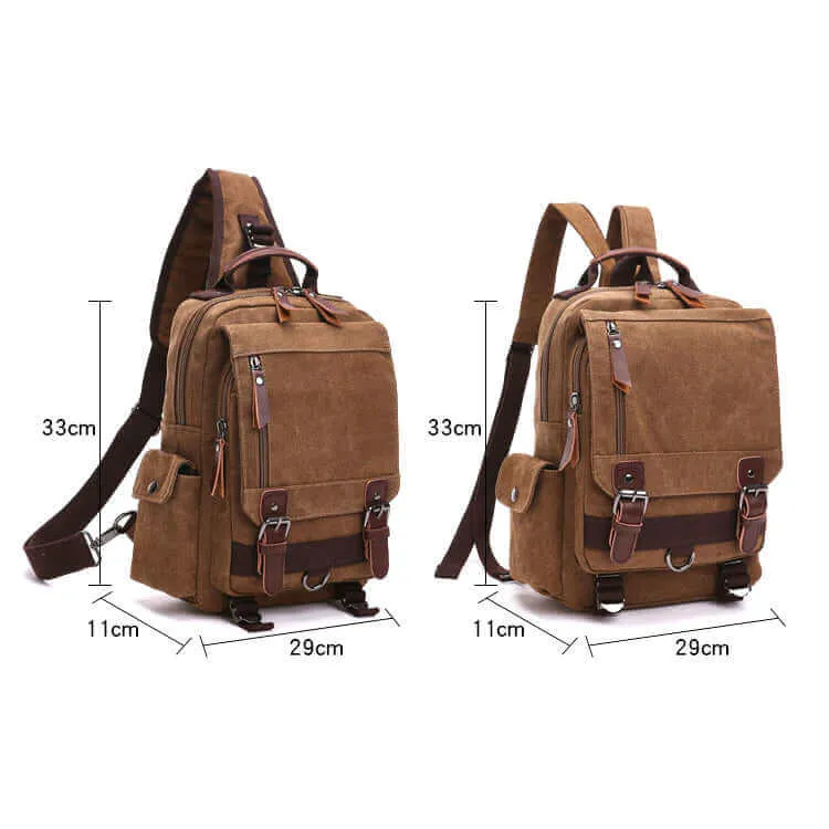 Versatile Canvas Sling Bag | Multiple Carrying Styles Chest Bag