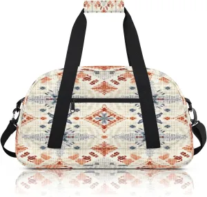 Vintage Ethnic Small Gym Bag 18 inch Carry On Duffel Bag for Weekender Travel Sports Workout Yoga Gymnastics Dance Ballet