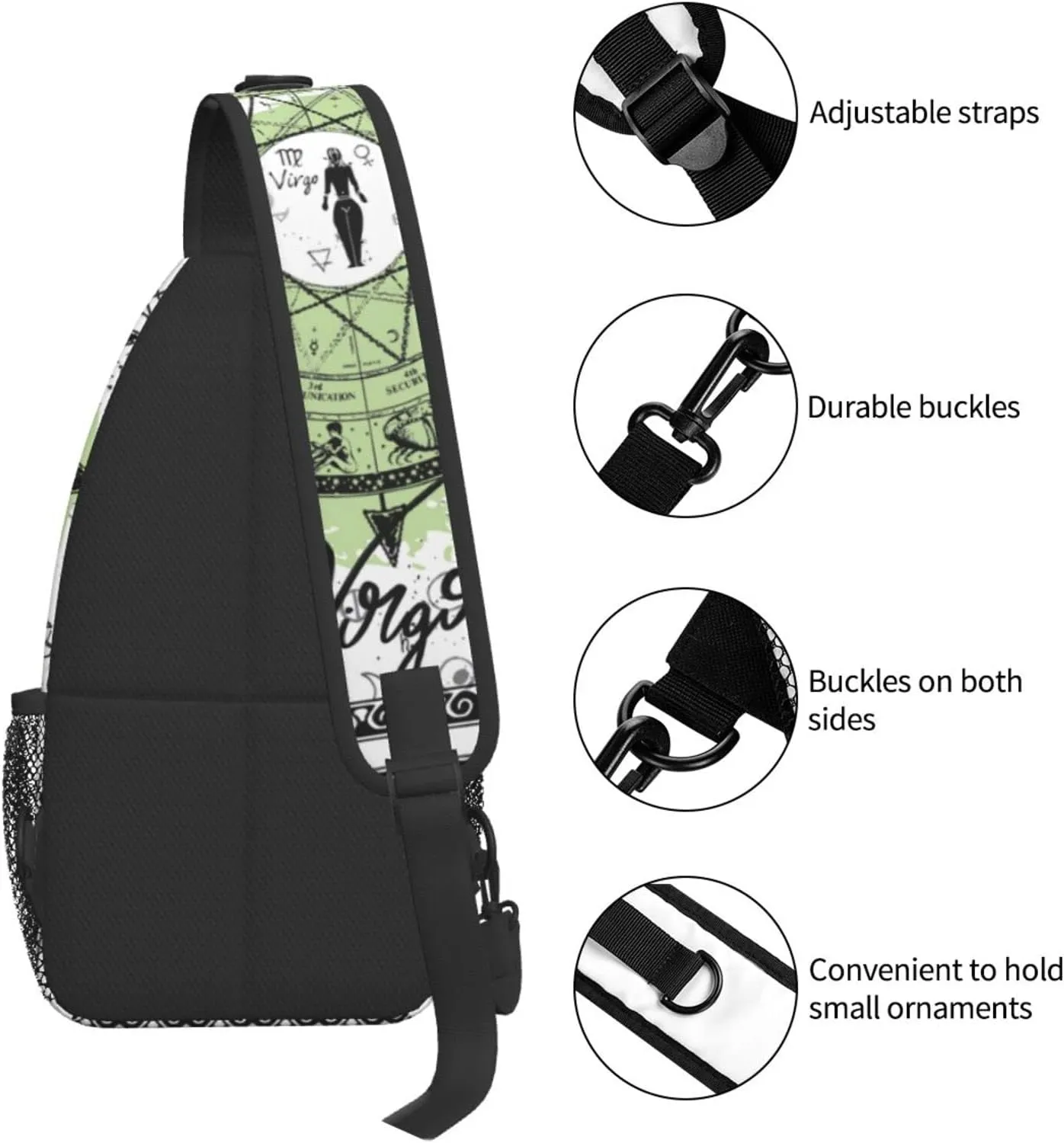 Virgo Sling Bag Personalized Constellations Chest Bag Travel Hiking Chest Bag Daypack Outdoor Sports Bag For Women Men