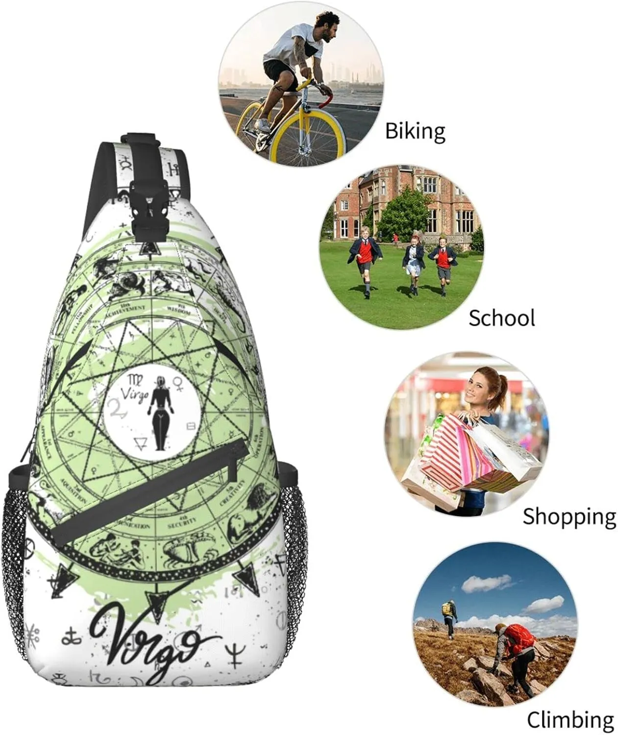 Virgo Sling Bag Personalized Constellations Chest Bag Travel Hiking Chest Bag Daypack Outdoor Sports Bag For Women Men