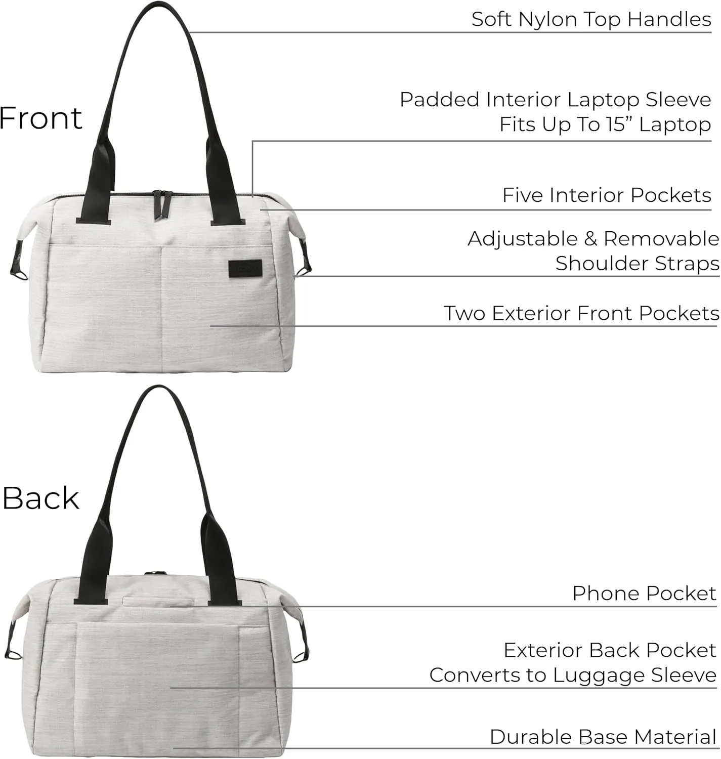 Vooray Alana Duffel Bag – Small Lightweight Travel Bag with Laptop Sleeve, Sports Gym Duffel for Women & Men, Weekender for Overnight, Everyday Use, or Hospital Travel