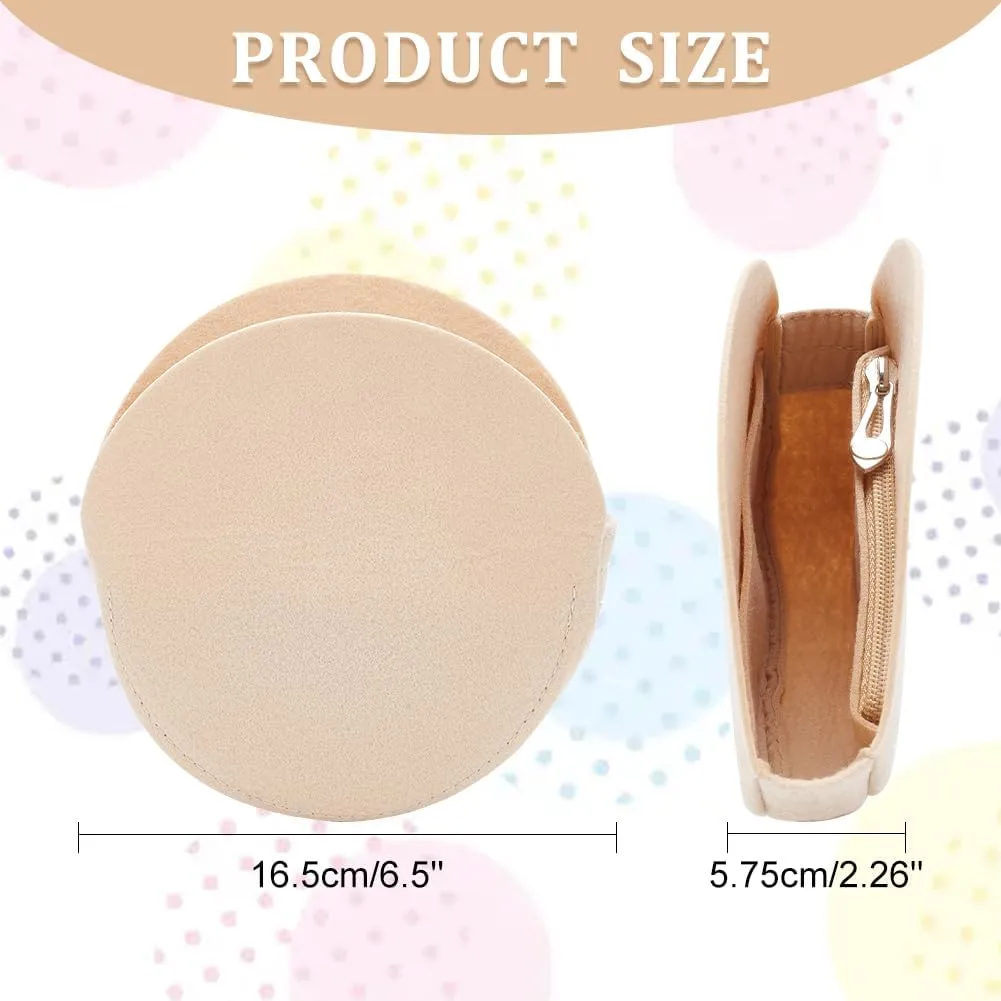 WADORN Felt Purse Organizer Inserts, Round Handbag Shaper, Cosmetic Pouch Bag for Ophidia GG Small Women Purse Liner, 6.4x2.2 Inch (Beige)