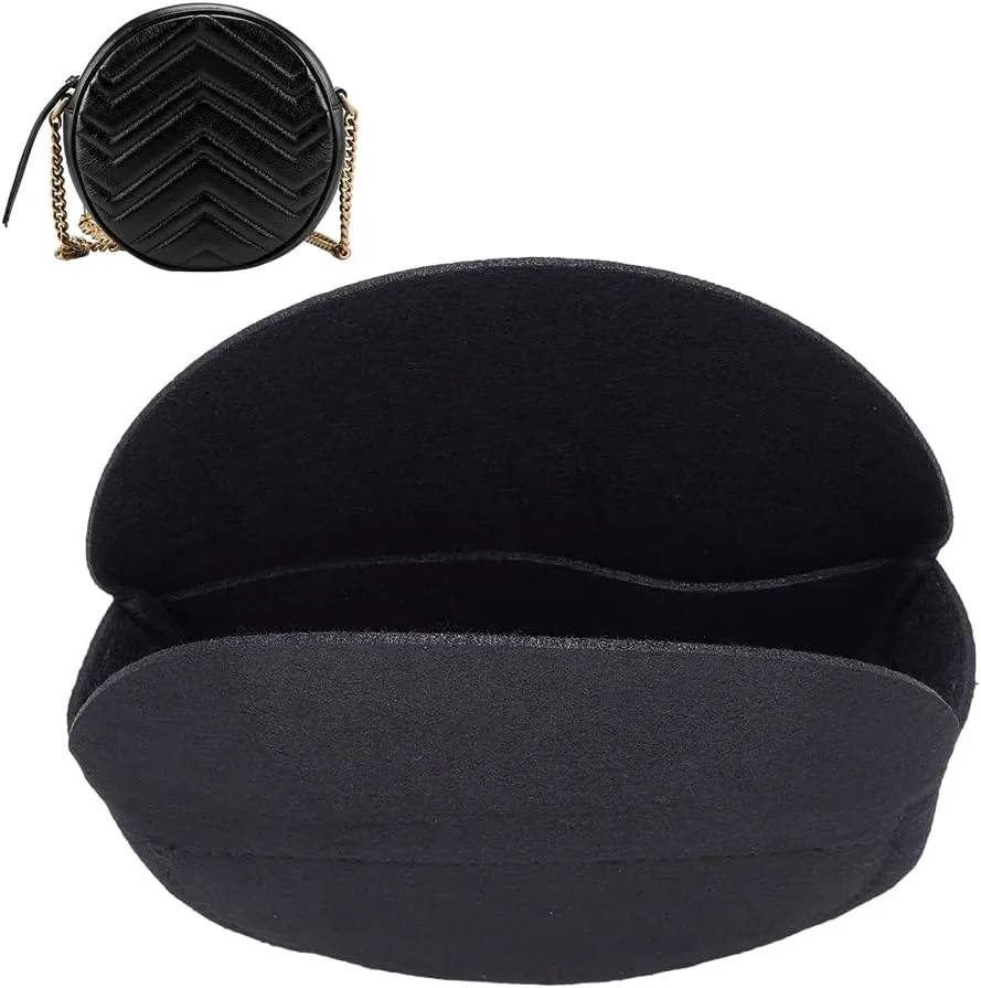 WADORN Felt Purse Organizer Inserts, Round Handbag Shaper, Cosmetic Pouch Bag for Ophidia GG Small Women Purse Liner, 6.4x2.2 Inch (Black)