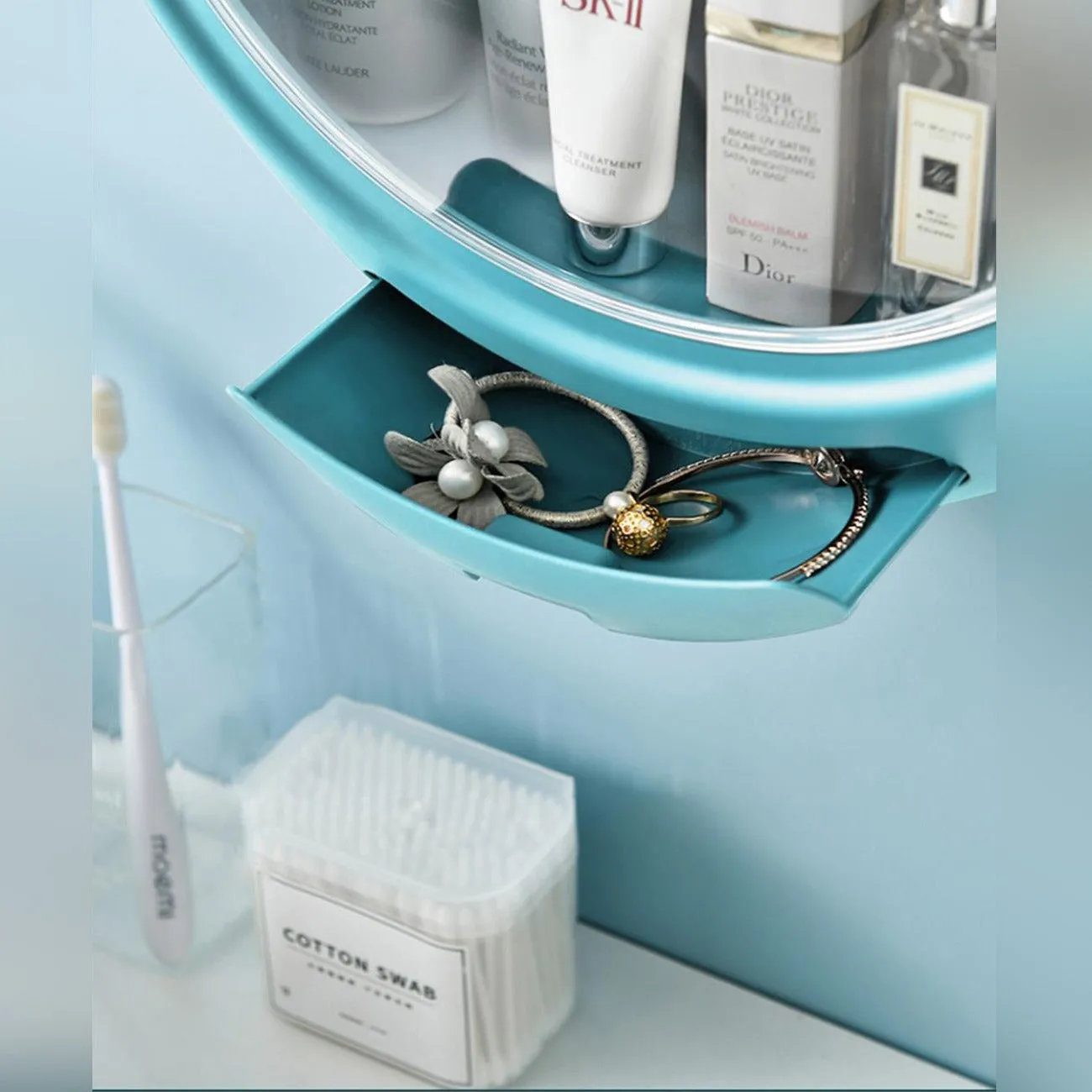 Wall Mount Large Capacity Bathroom Cosmetics Storage Box