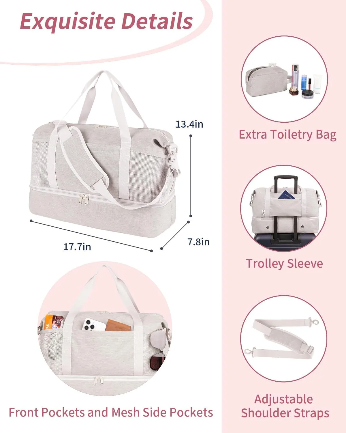 Wandering Nature For Spirit Airlines Personal Item Bag 18x14x8 Travel Duffel Bag Underseat Carry on Luggage with Shoe Compartment Wet Pocke Toiletry Pouch for Women Men Patent Pending