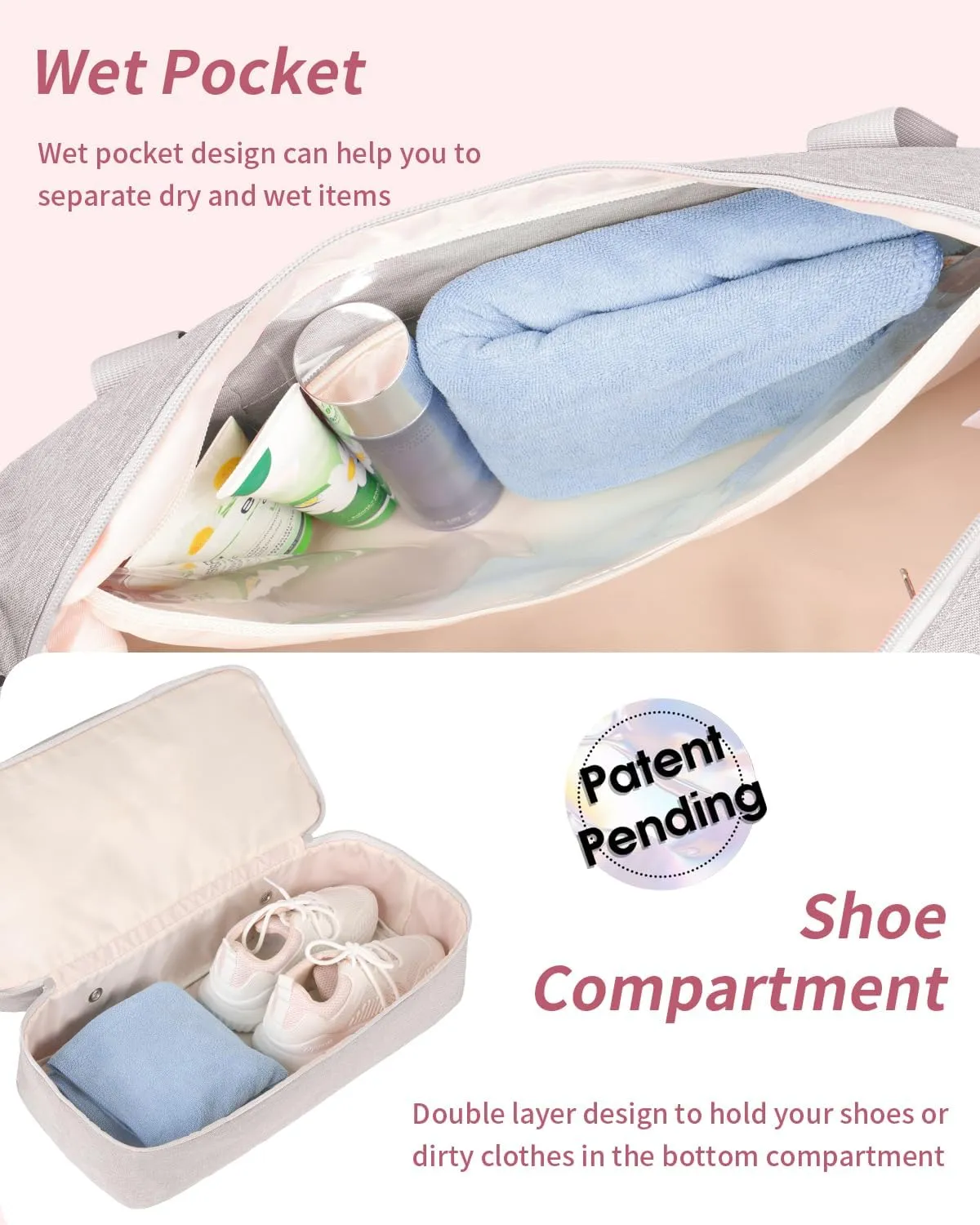 Wandering Nature For Spirit Airlines Personal Item Bag 18x14x8 Travel Duffel Bag Underseat Carry on Luggage with Shoe Compartment Wet Pocke Toiletry Pouch for Women Men Patent Pending