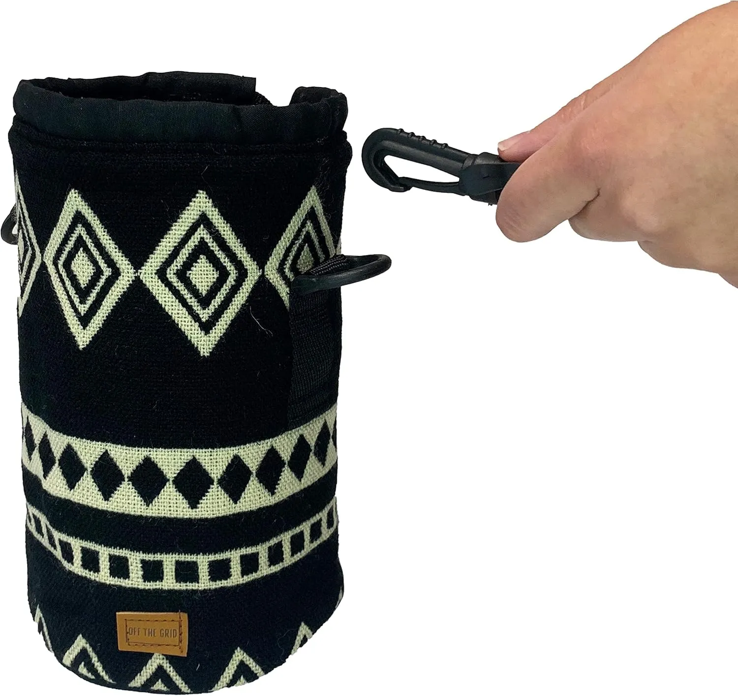 water bottle holder with strap bottle holder walking backpacking hydration bladder and iron thermos bottle protector for beer water coffee wine accessories, Obsidian black, 40 oz, Traditional