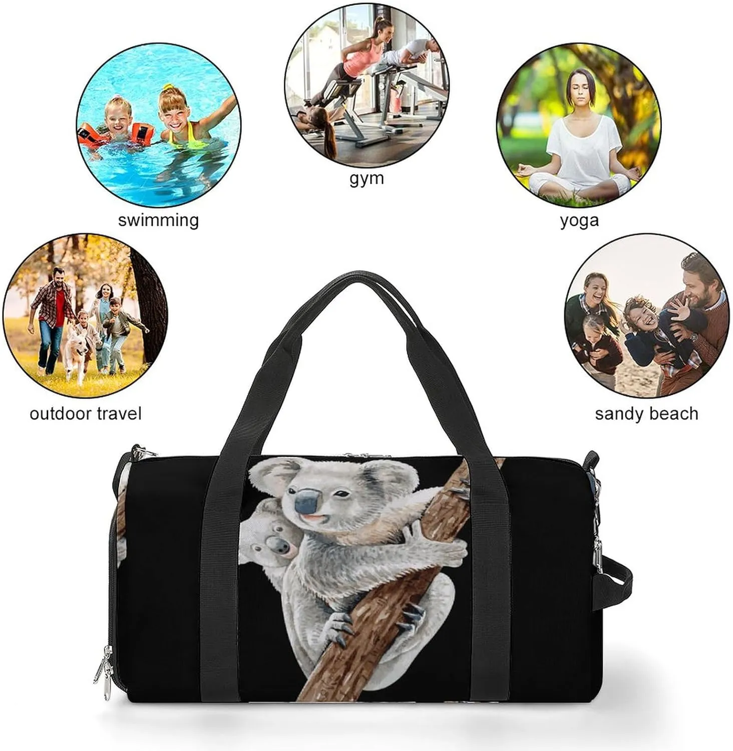Watercolor Hand Painted Cute Sloth Sports Tote Gym Bag for Women Men, Overnight Bag with Shoe Compartment Water Resistant