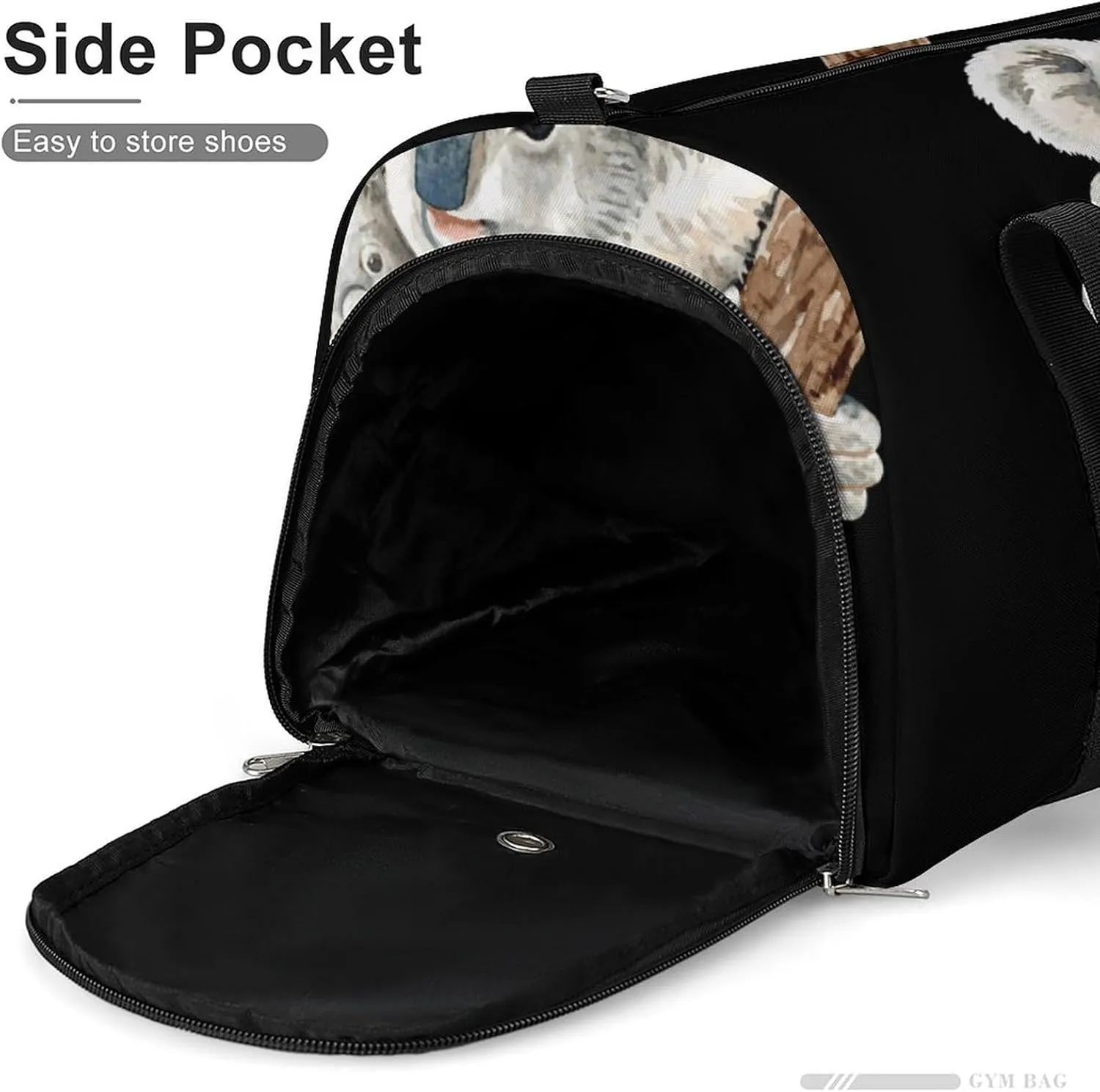 Watercolor Hand Painted Cute Sloth Sports Tote Gym Bag for Women Men, Overnight Bag with Shoe Compartment Water Resistant