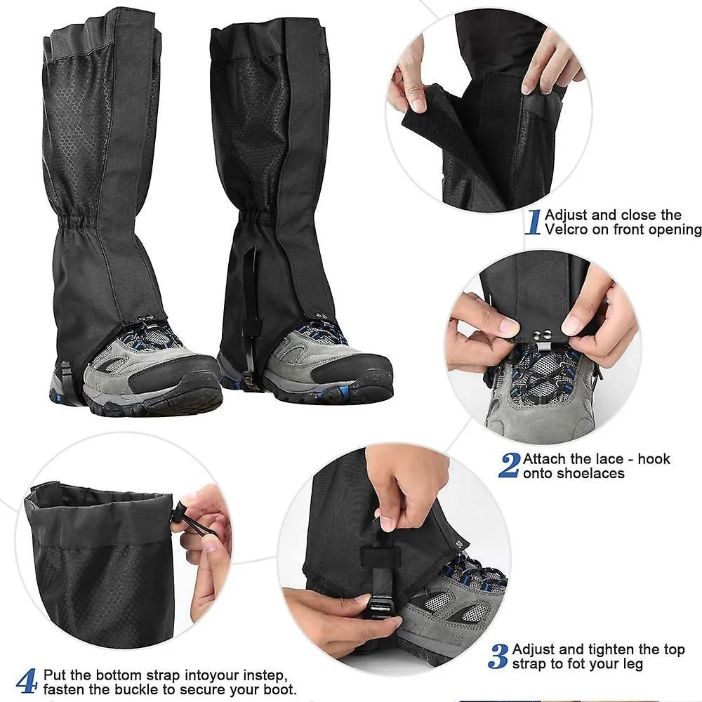 Waterproof And Adjustable Walking Snow Gaiters With Foot Strap For Hiking