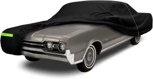 Waterproof Car Cover Compatible with 1967-1977 Oldsmobile Cutlass Sedan/Coupe Accessories, 210T All Weather Car Covers with Zipper&Lock for Car Dust Snow Rain Hail Protection(Base/S/Supreme/442)