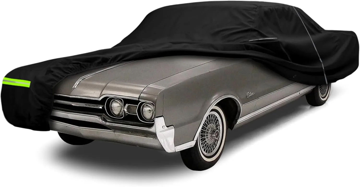 Waterproof Car Cover Compatible with 1967-1977 Oldsmobile Cutlass Sedan/Coupe Accessories, 210T All Weather Car Covers with Zipper&Lock for Car Dust Snow Rain Hail Protection(Base/S/Supreme/442)