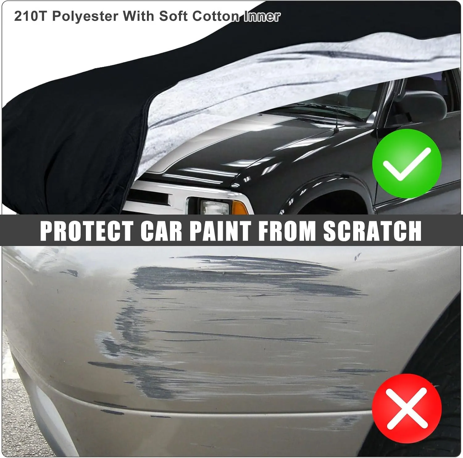 Waterproof Car Cover Compatible with Chevrolet S10/GMC S15/Sonoma Regular Cab 6ft Short Bed Accessories 1994-2004, 210T All Weather Car Covers with Inner Cotton for Dust Snow Rain Hail Protection