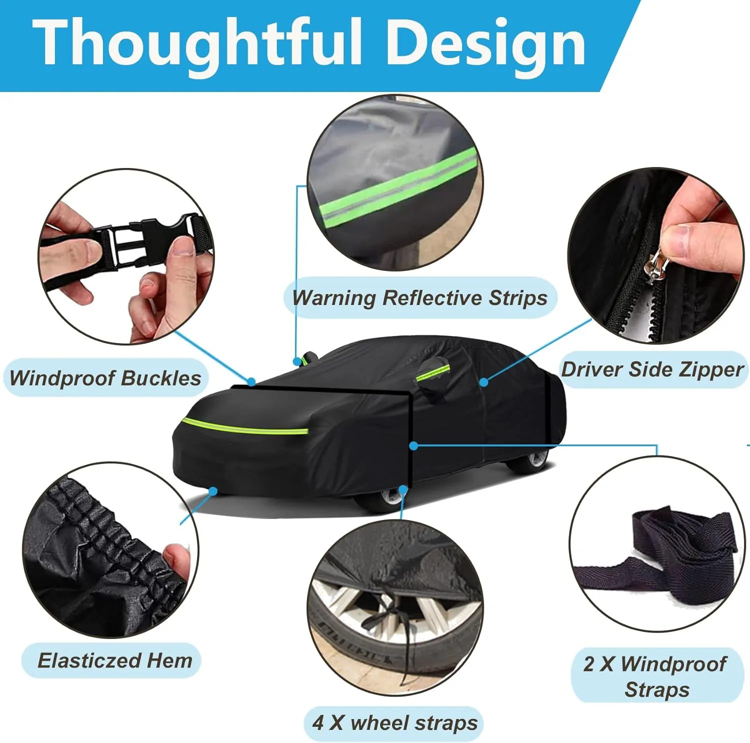 Waterproof Car Cover fit for Porsche 911 (991/992/996/997) Carrera 4S/Turbo/Carrera,210T Waterproof All Weather Custom-fit Car Cover with Zipper Door for Rain Snowproof UV Windproof Protection