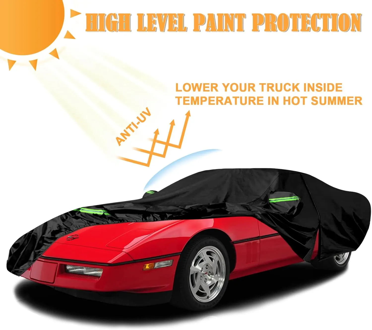 Waterproof Car Covers Replace for 1984–1996 Corvette C4, 6 Layers All Weather Custom-fit Car Cover with Zipper Door for Snow Rain Dust Hail Protection (C4)