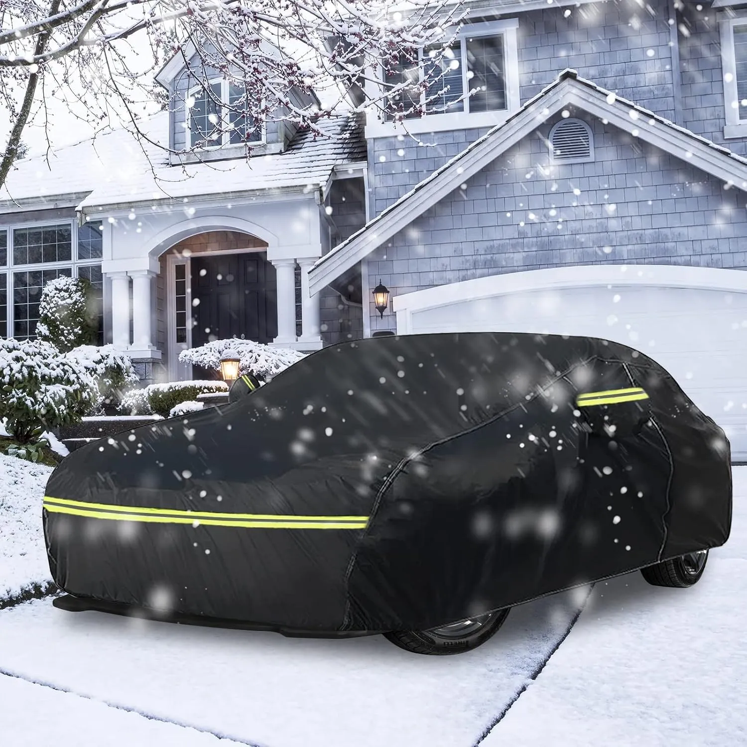 Waterproof Car Covers Replace for 2008-2025 Mercedes Benz C-Class C250 C300 C350 C400, 6 Layers All Weather Car Cover with Zipper Door & Windproof Bands for Snow Rain Dust Hail Protection (C-Class)