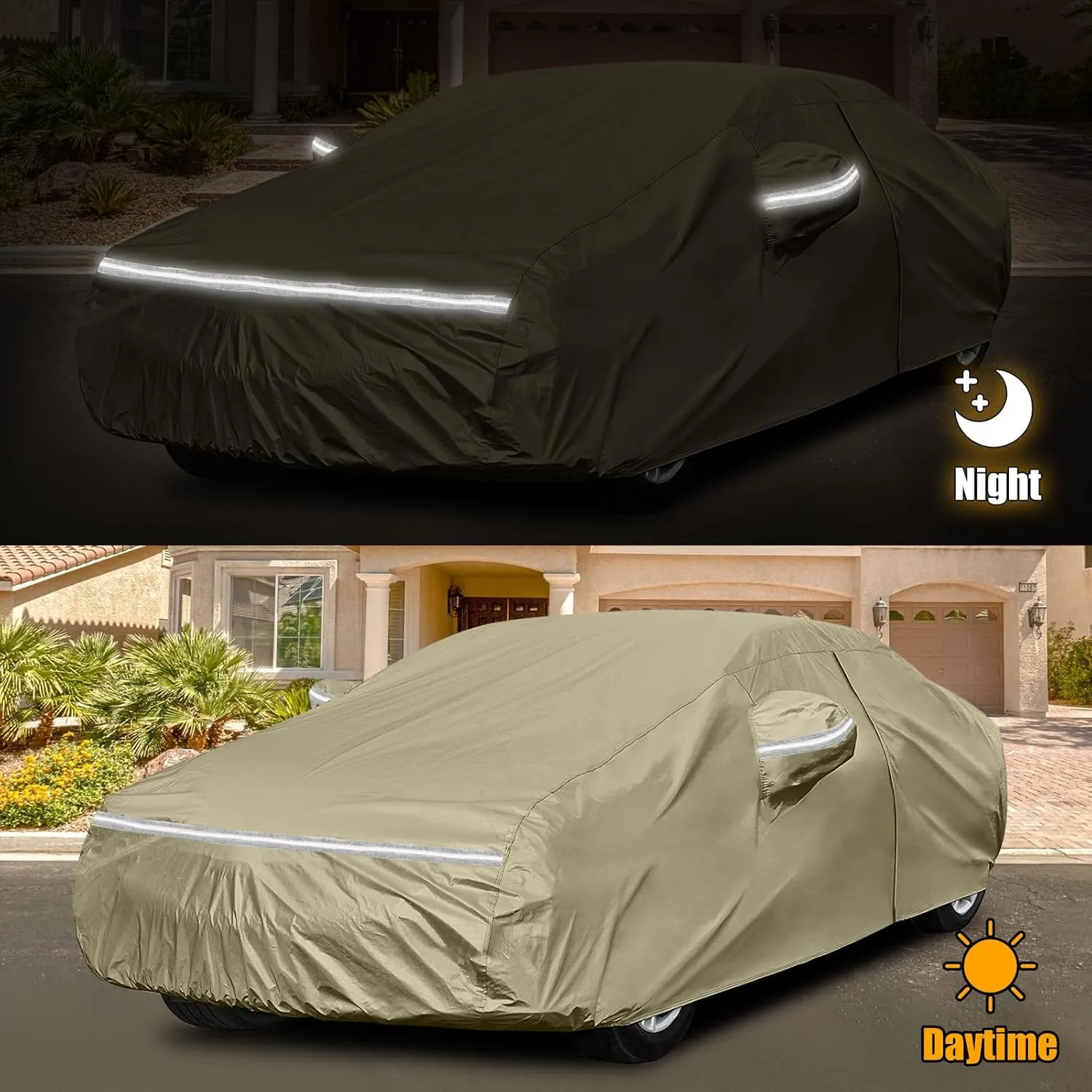 Waterproof Car Covers Replace for 2011-2025 Honda Civic, Multilayer Heavy Duty with Cotton Liner All Weather Custom-fit Car Cover with Zipper Door, Windproof Bands for Snow Rain Dust Protection