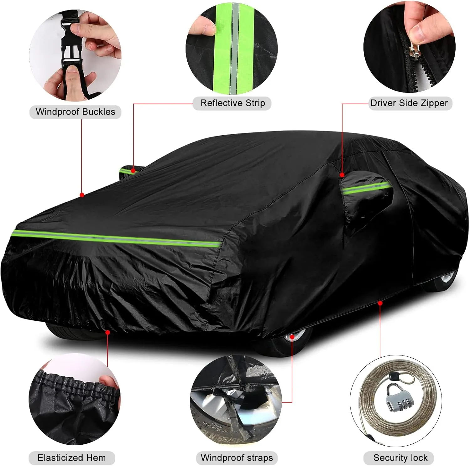 Waterproof Car Covers Replace for 2020-2025 Toyota Supra GR A90 A91 MK5, 6 Layers All Weather Custom-fit Car Cover with Zipper Door for Snow Rain Dust Hail Protection