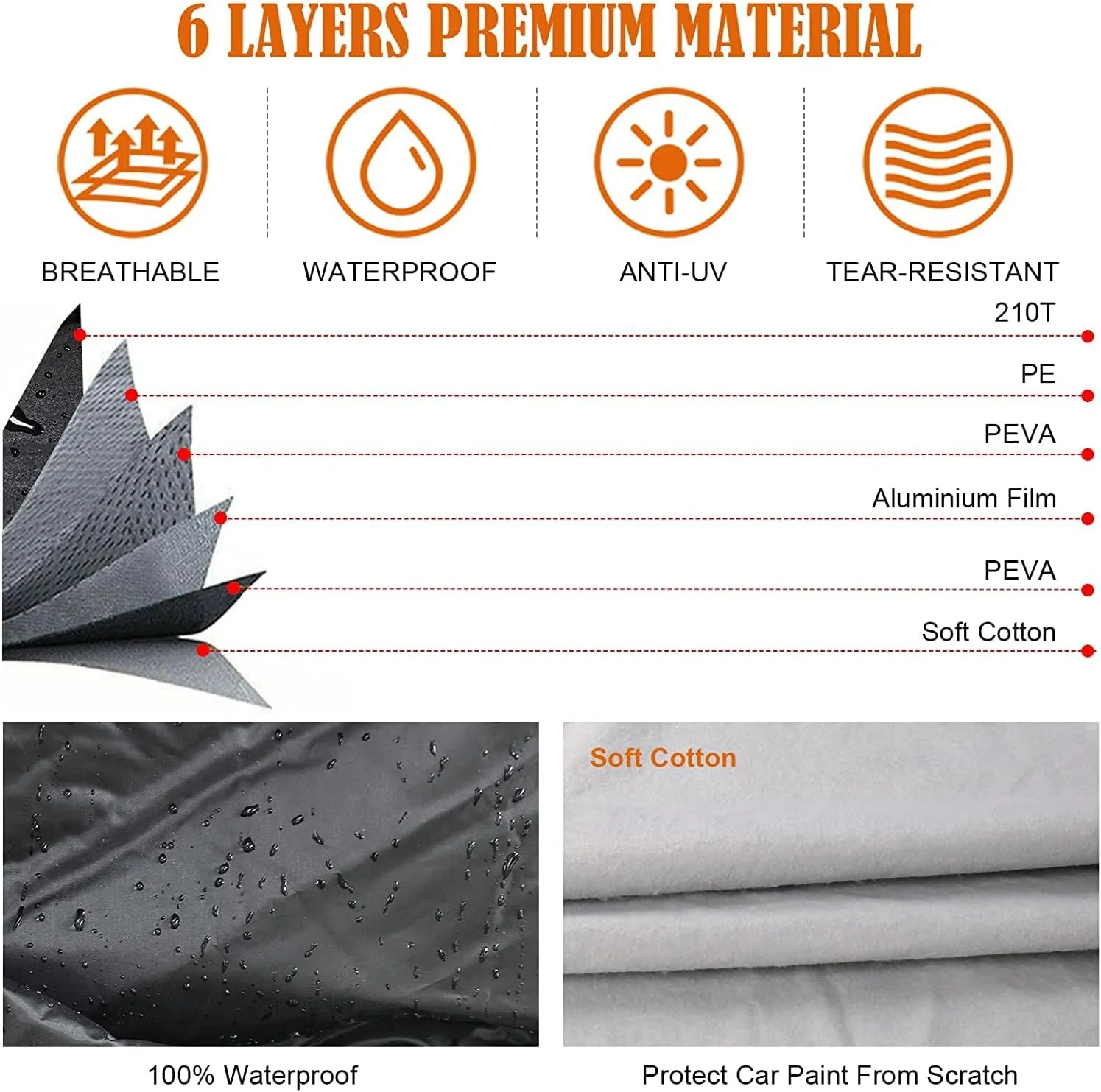 Waterproof Car Covers Replace for 2020-2025 Toyota Supra GR A90 A91 MK5, 6 Layers All Weather Custom-fit Car Cover with Zipper Door for Snow Rain Dust Hail Protection