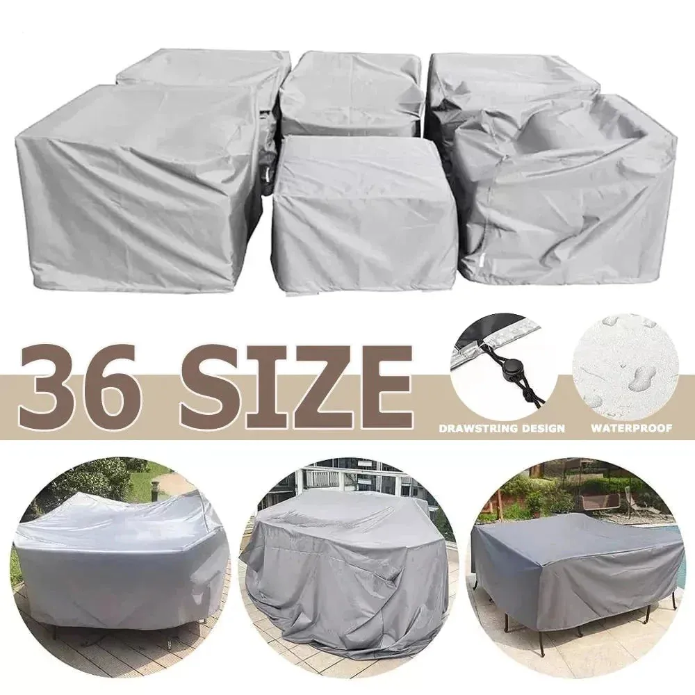 Waterproof Cover Outdoor Patio Garden Furniture Cover Rain and Snow Chair Cover Sofa Table and Chair Dust Cover Multi Size