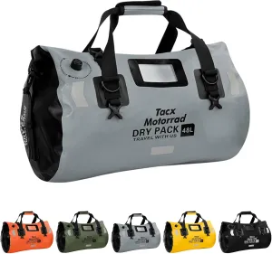 Waterproof Duffel Bag for Men/Women, Roll-top Dry Backpack Duffel Bag with Quick-fixed Straps, Motorcycle Tail Saddle Bag for Motorcycling, Rafting, Boating, Kayaking, Travel, 48L-Grey